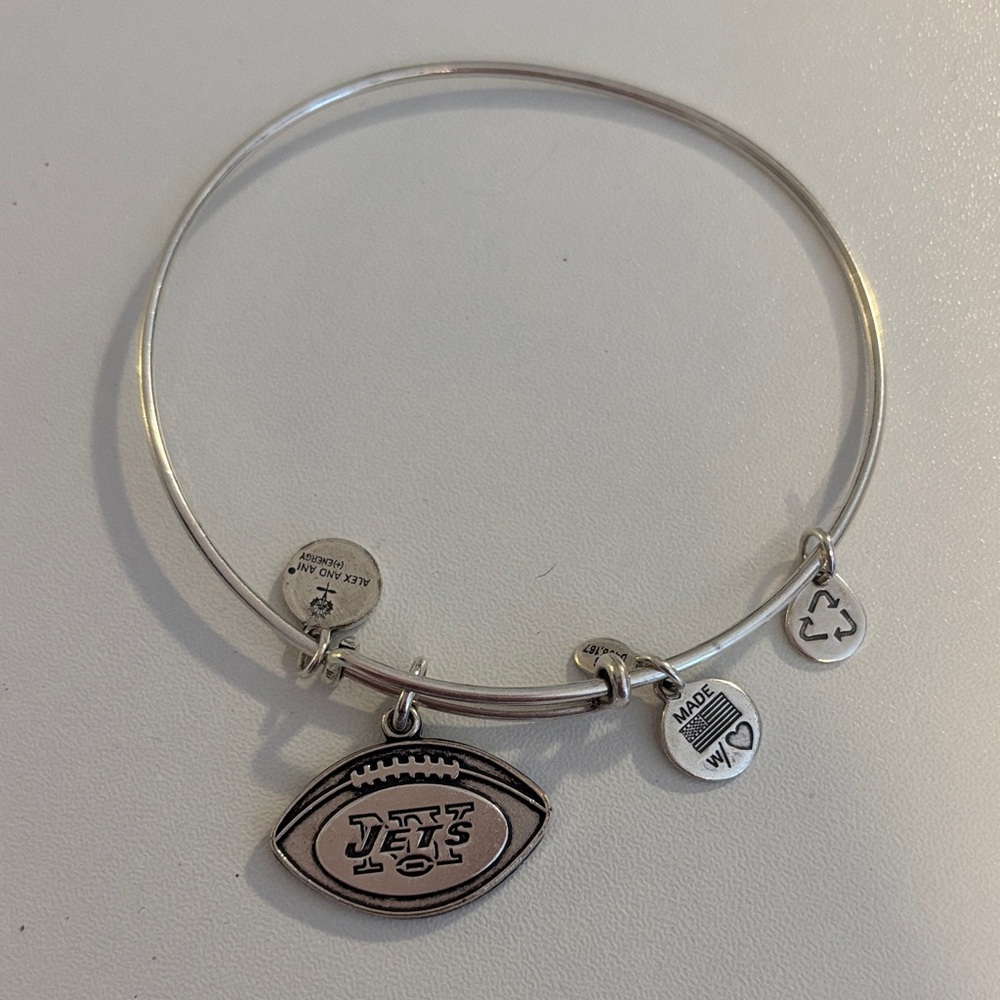 Silver NY JETS Charm Bangle Alex and Ani